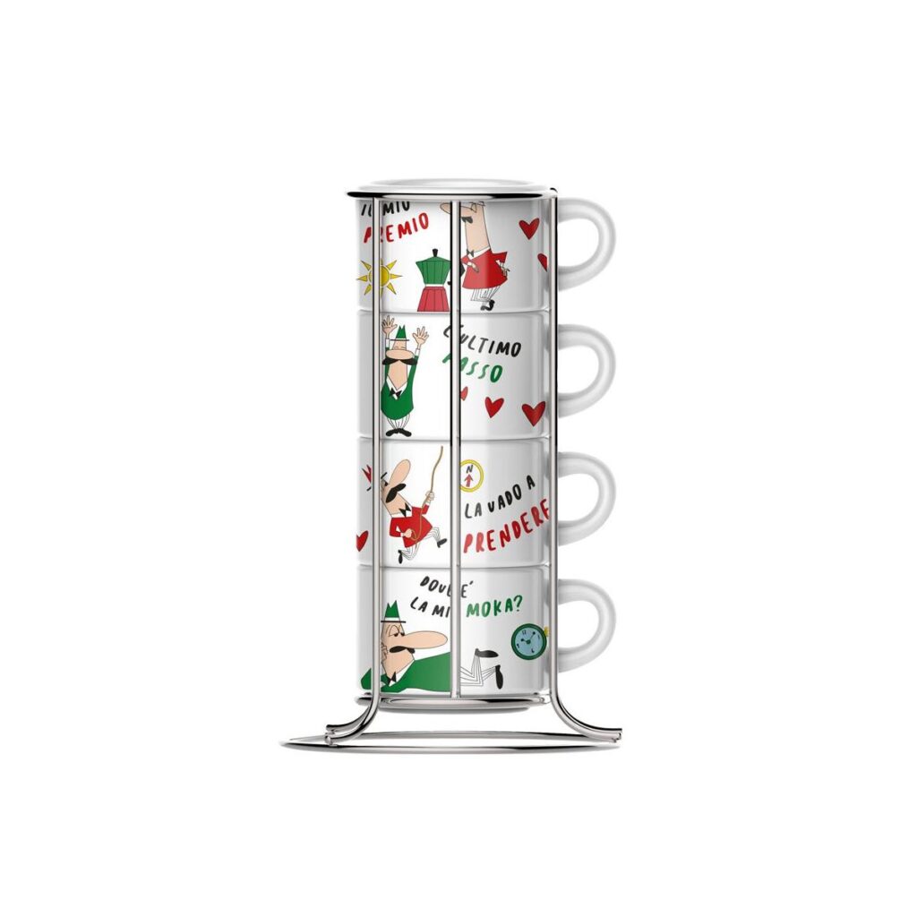 BIALETTI set 4 šálok na capuccino s motívmy